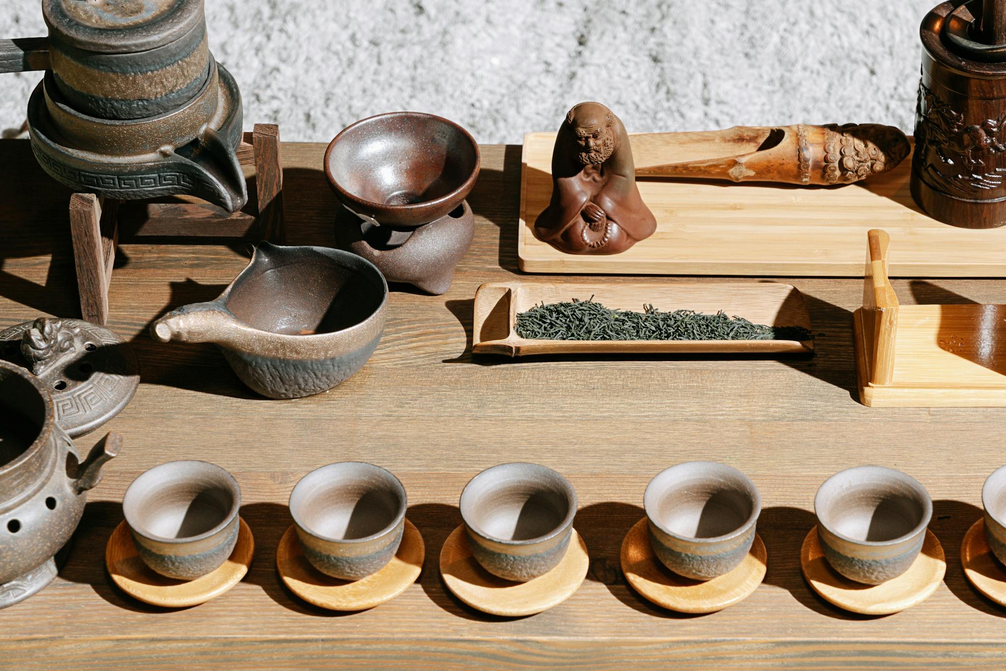 Close Up Of A Traditional Tea Ceremony Setup